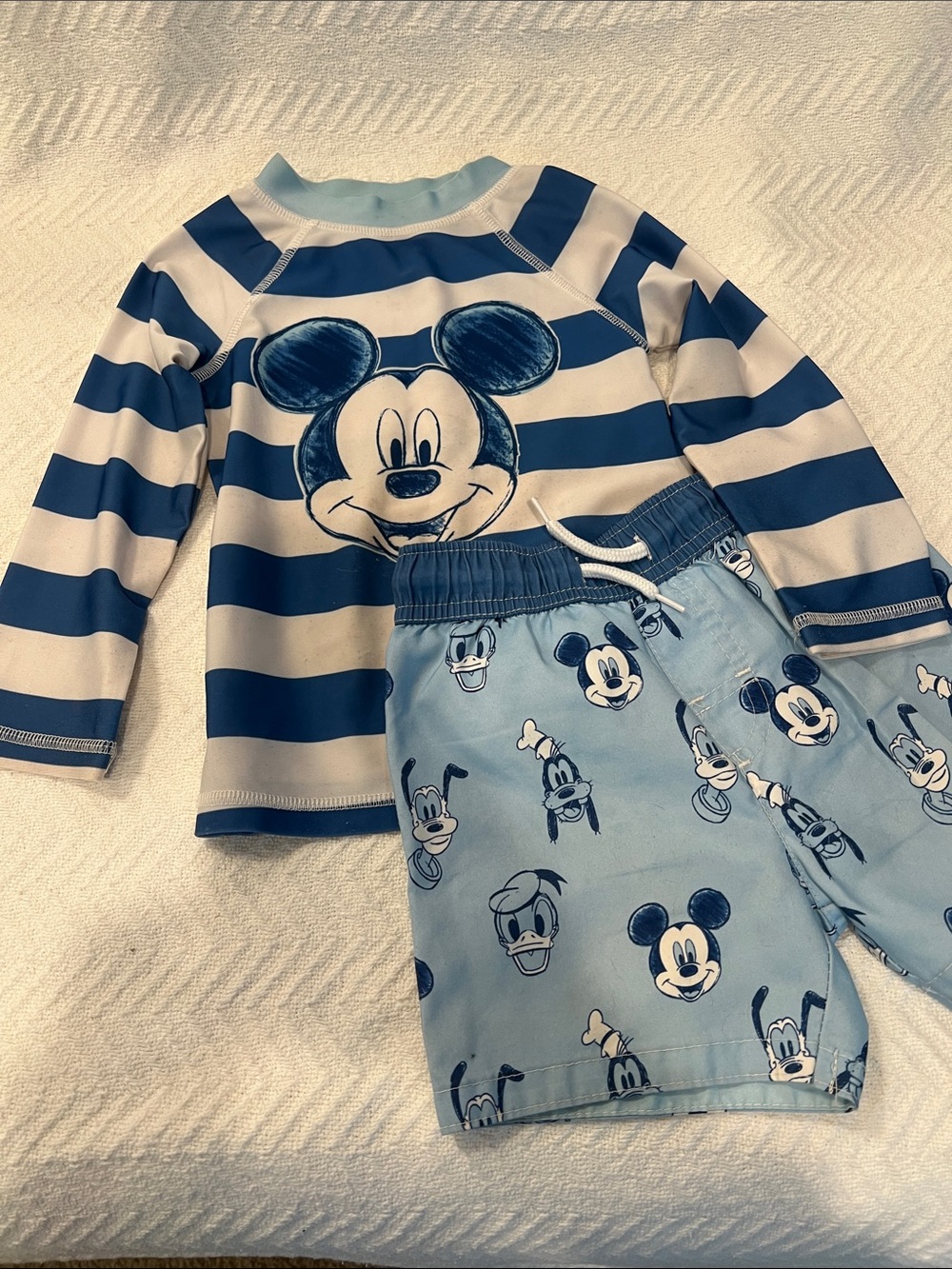Disney Blue and White Striped Mickey Swim Pajama Set